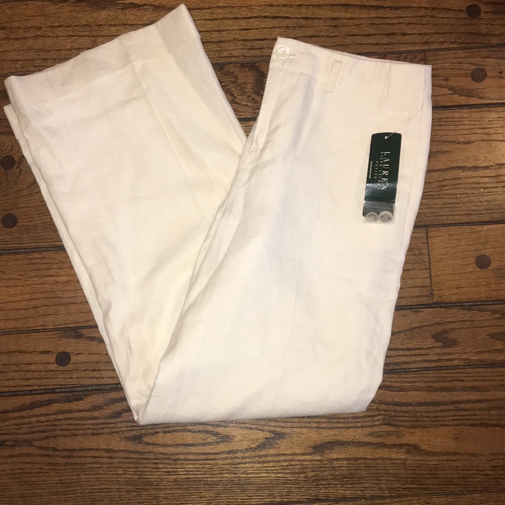 Lauren by Ralph Lauren Wide Leg Linen Pants